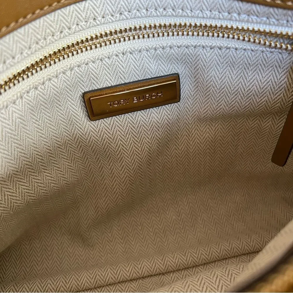 Tory Burch Kira Chevron Exotic Snakeskin Leather Convertible Shoulder Bag Tan